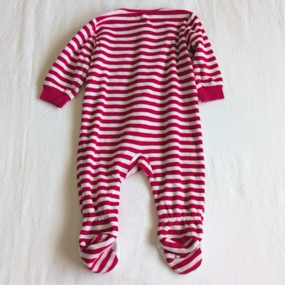 joe fresh santa striped velour zipper footie sleeper pajamas 6-12 months baby - Picture 6 of 6